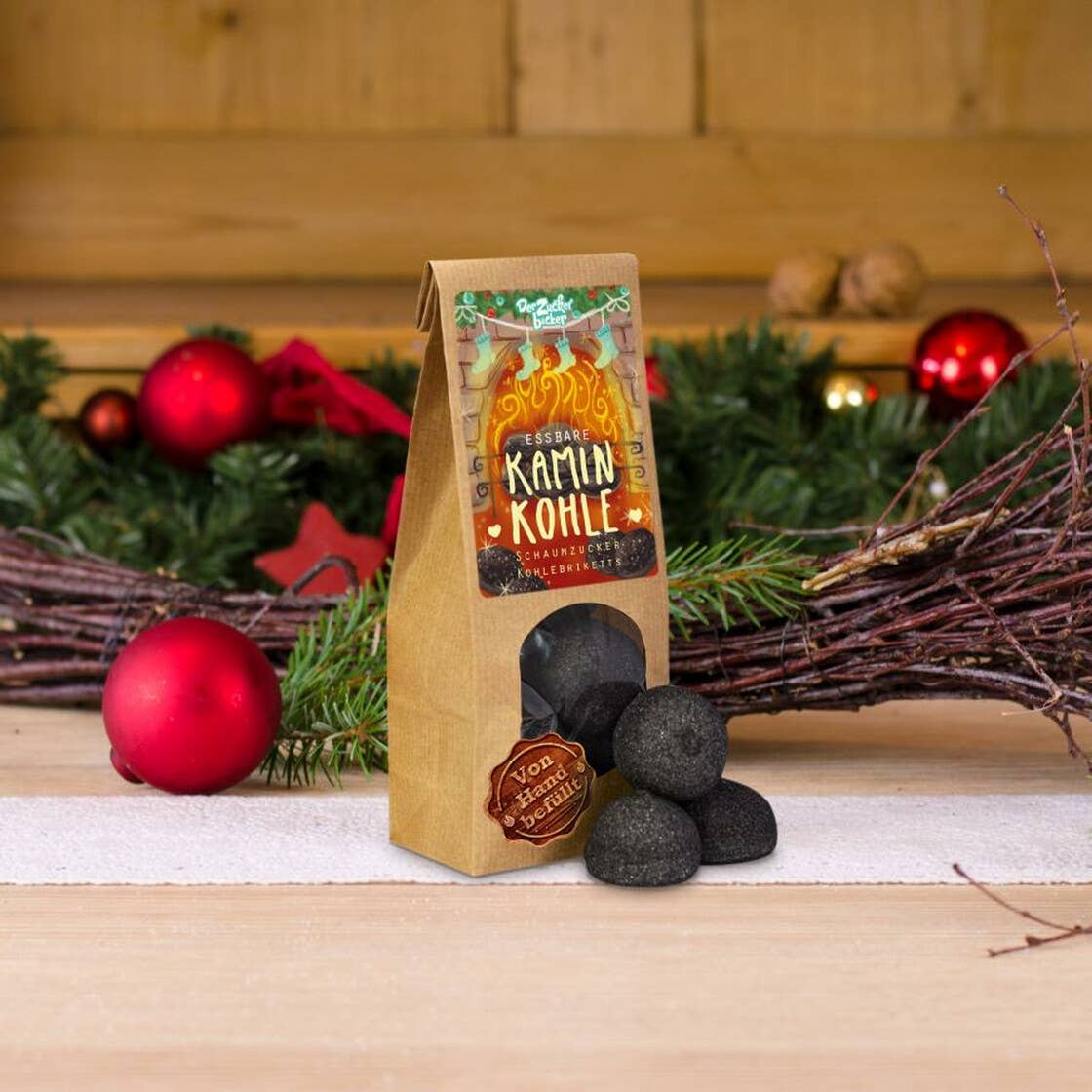 Wundertüte Essbare Kamin Kohle Schwarze Marshmallows Vanille - Bild 2