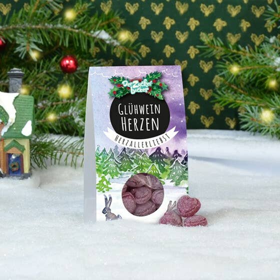 Naschportion Glühwein Herzen Bonbons Vegan Weihnachten - Bild 2