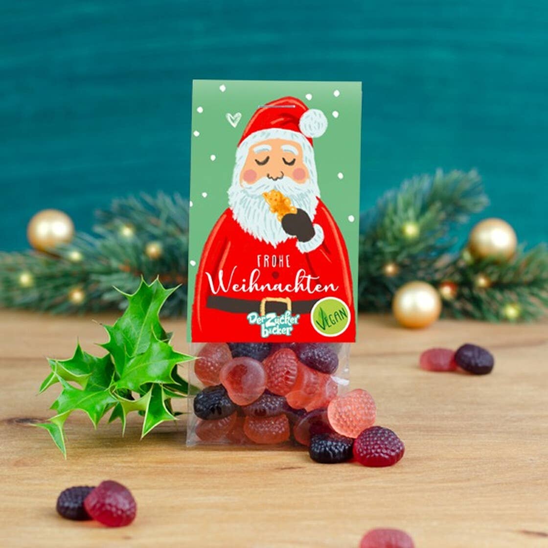 Naschbeutel Frohe Weihnachten Fruchtgummi Vegan - Bild 3