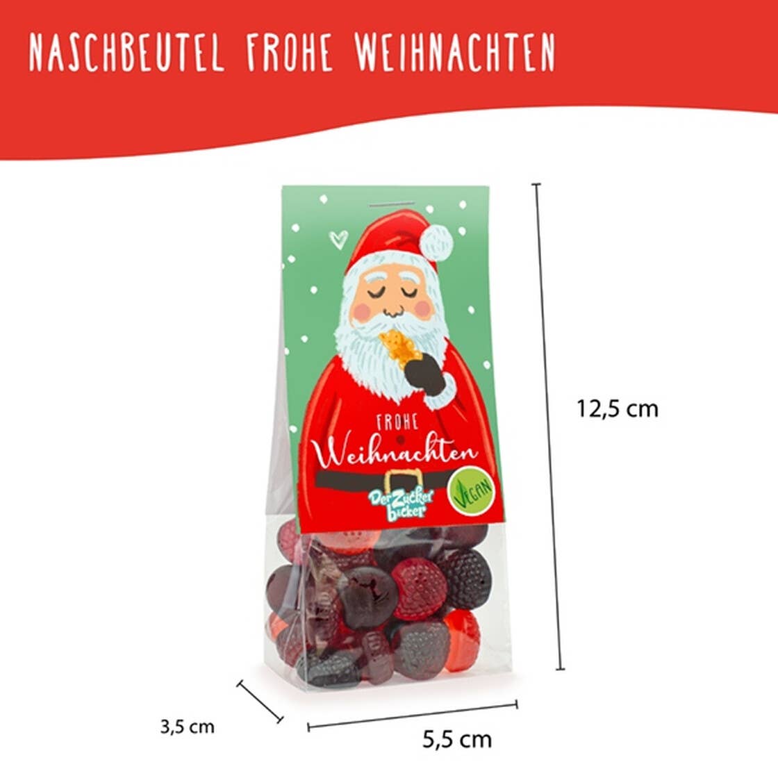 Naschbeutel Frohe Weihnachten Fruchtgummi Vegan - Bild 2