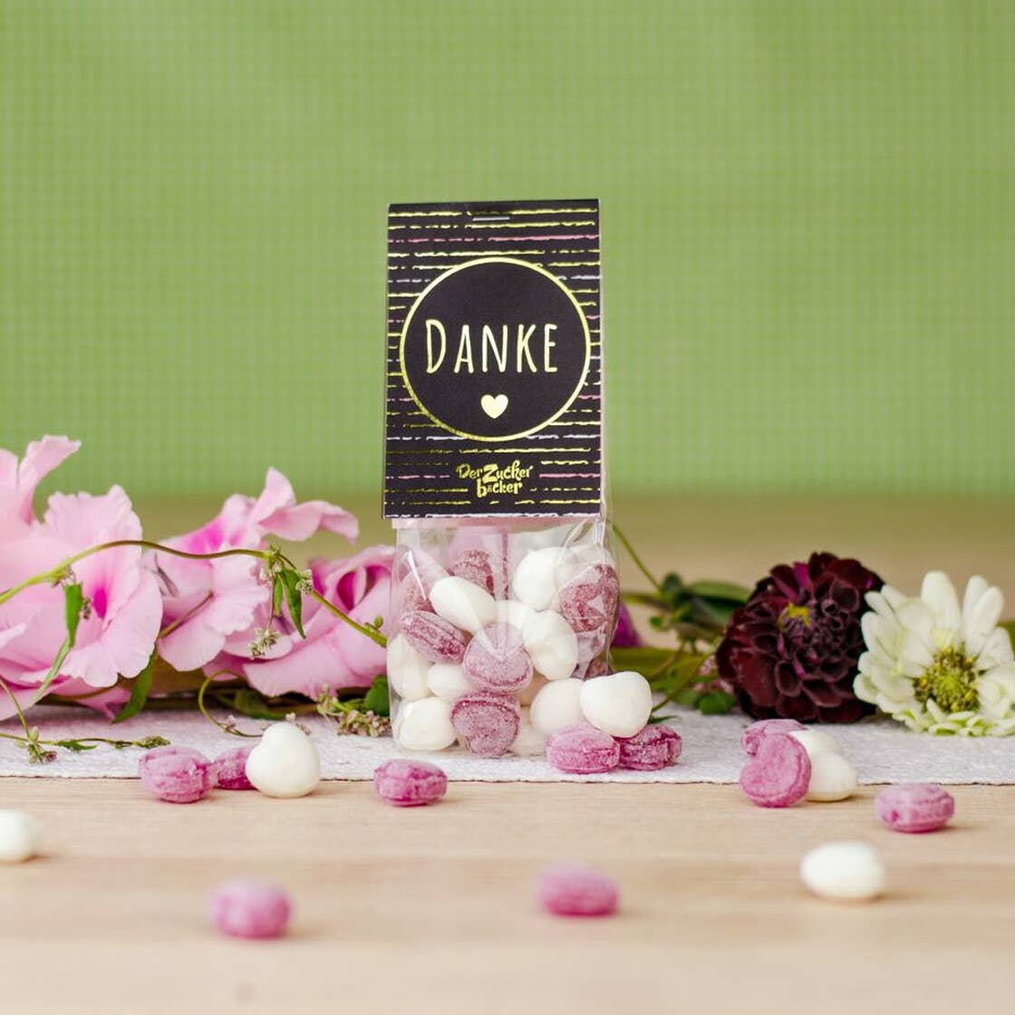 Naschbeutel Danke Bonbon Herzen vegan Geschenk - Bild 2