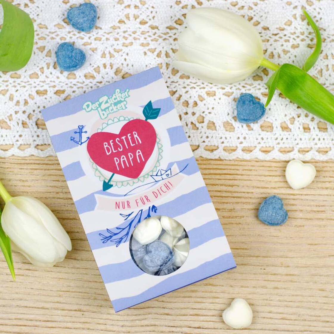 Naschportion Bester Papa Bonbon Herzen Heidelbeer Eiszucker - Bild 2