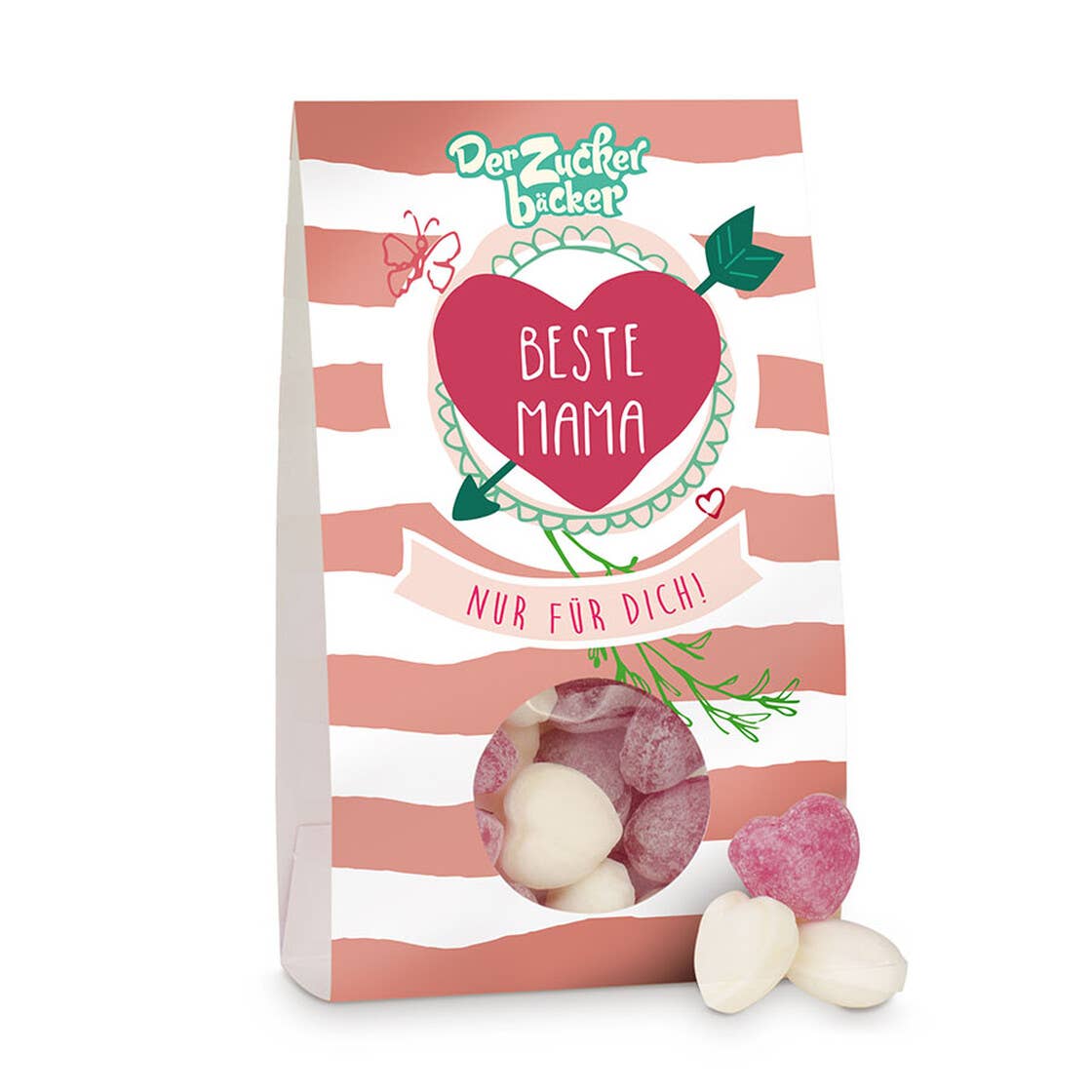 Naschportion Beste Mama Bonbon Herzen Kirsche Eiszucker