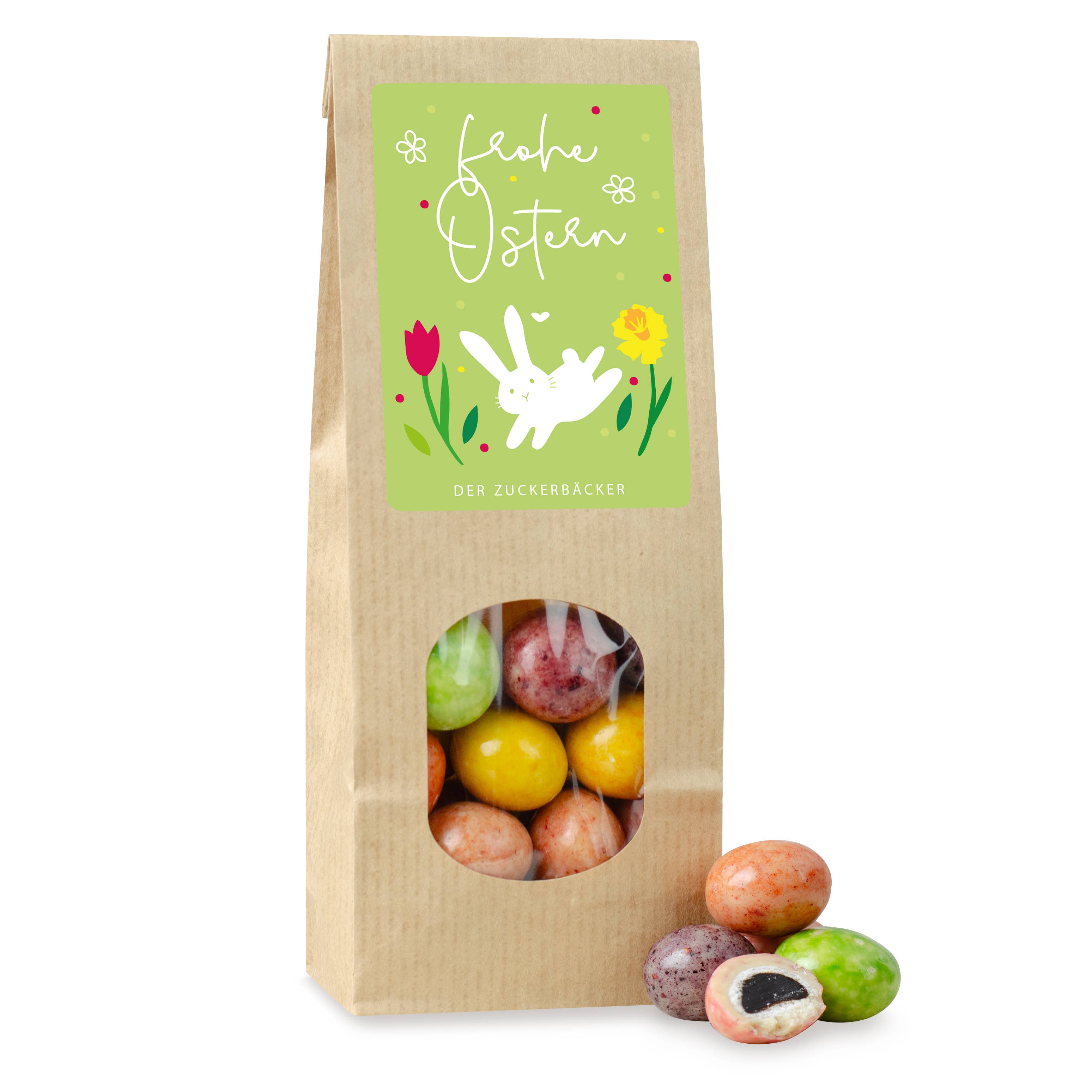 Muster - Edle Lakritz-Kugeln im Joghurtmantel Papiertüte Frohe Ostern