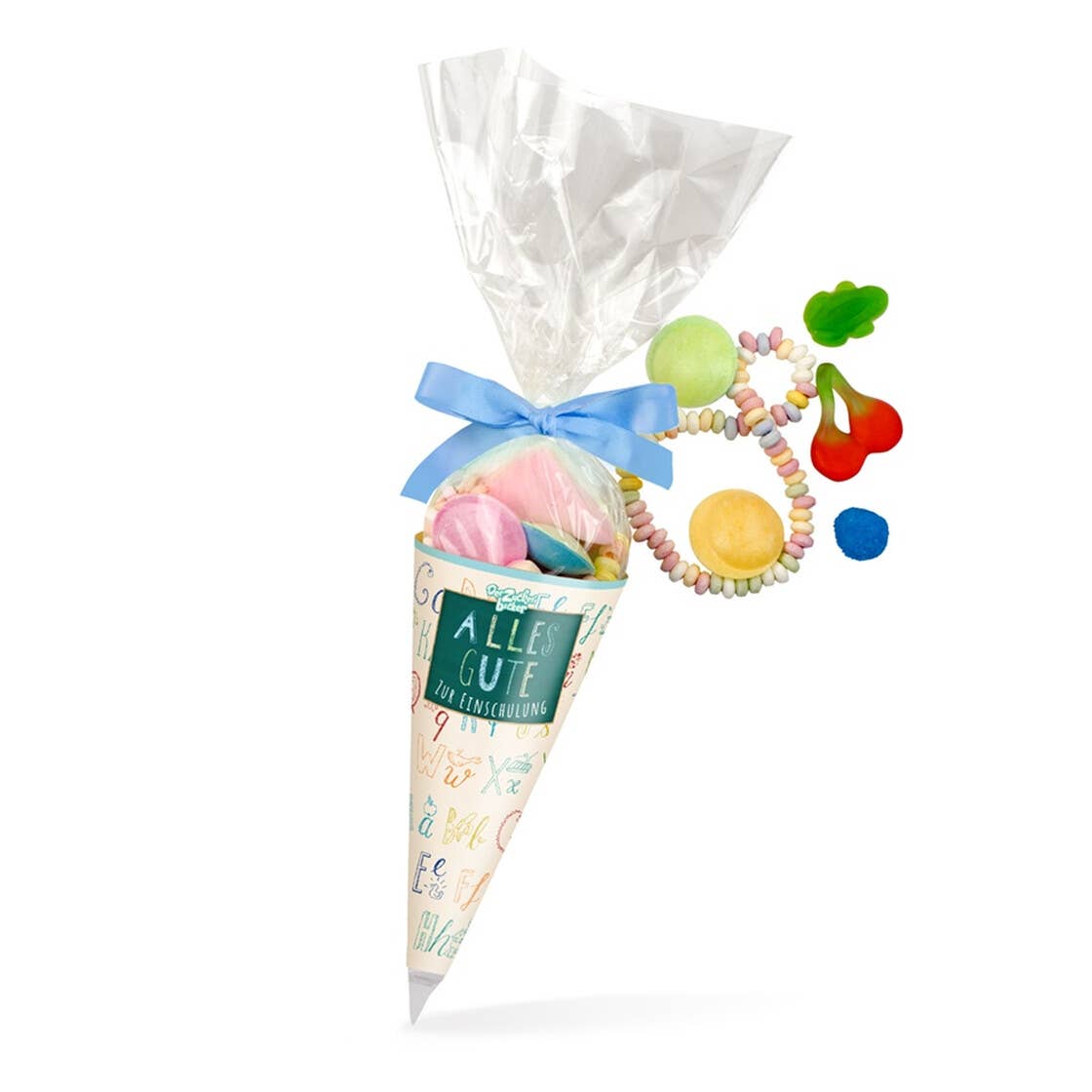 Zuckertüte Einschulung Blau Bunte Süßigkeiten Mischung