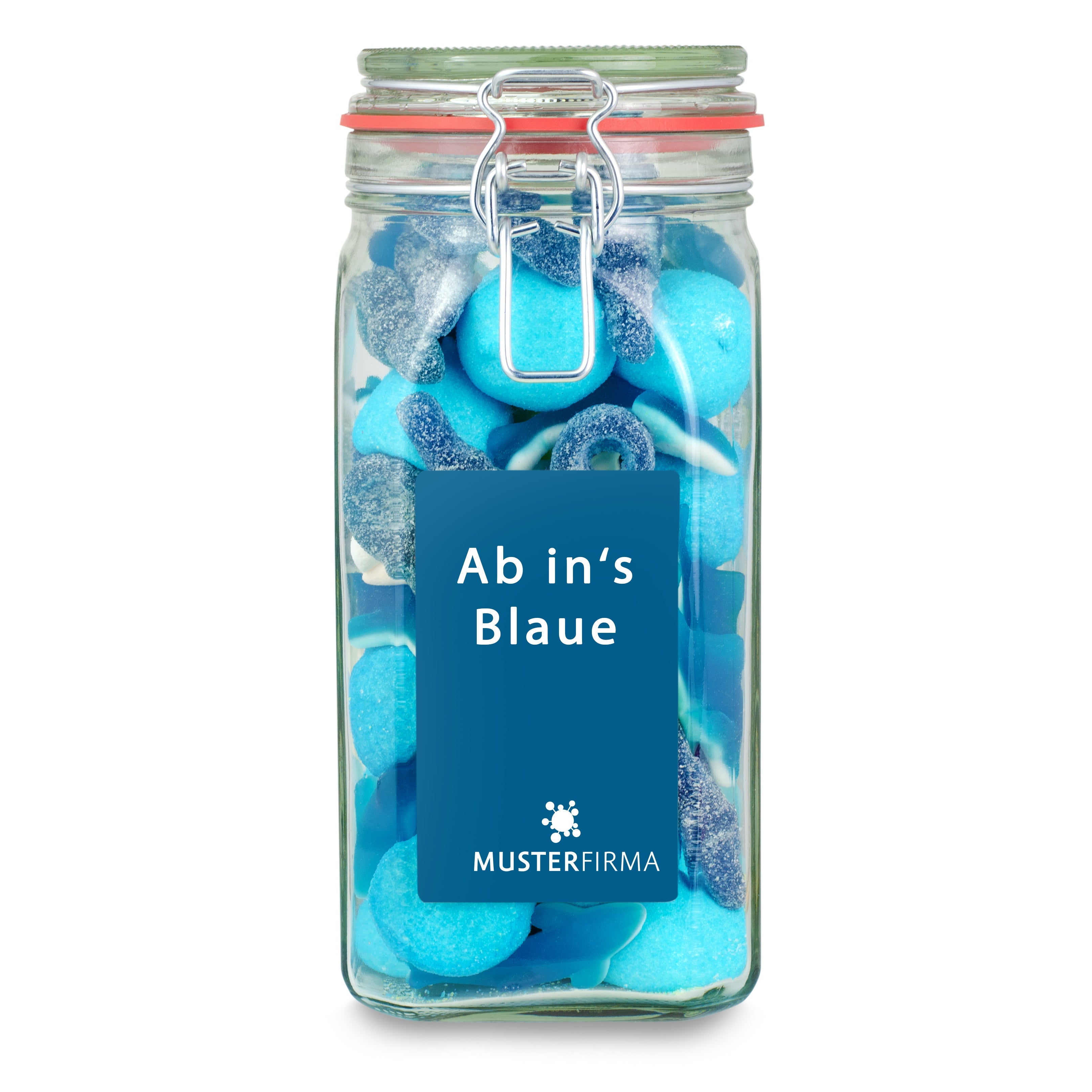 Muster - Bügelglas L Blau