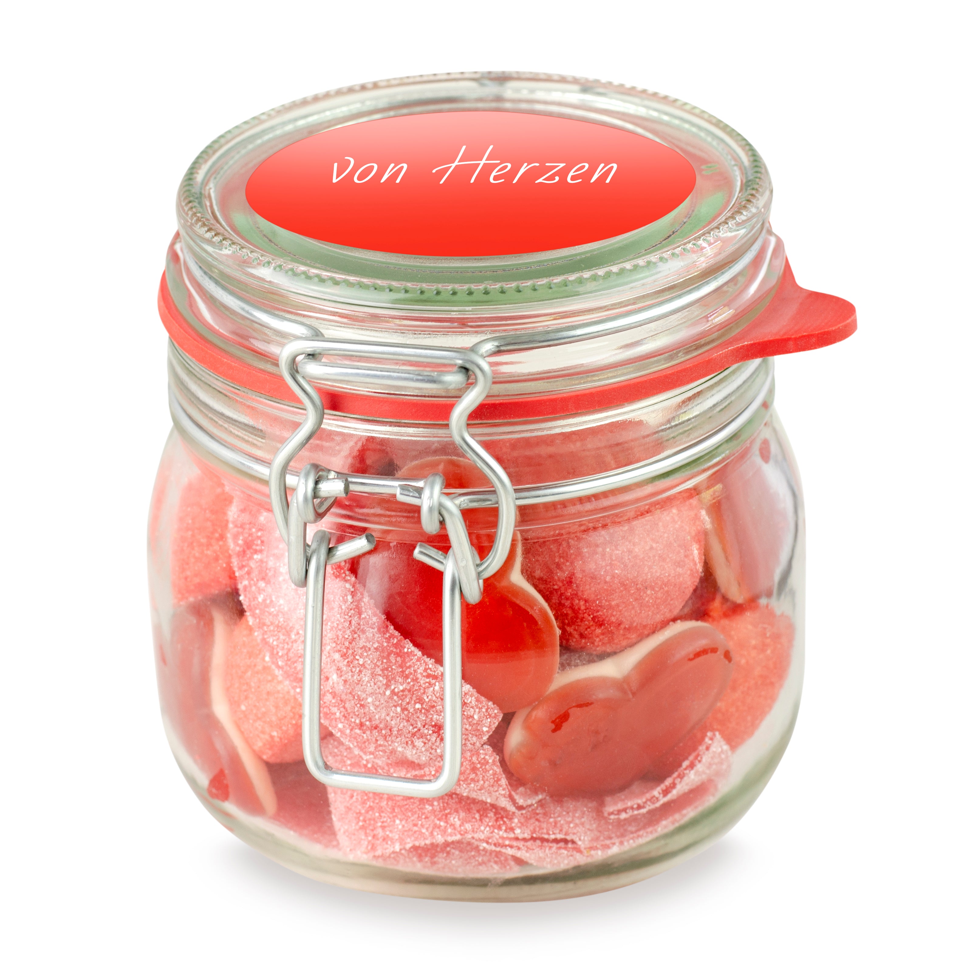 Bügelglas M Roter Mix