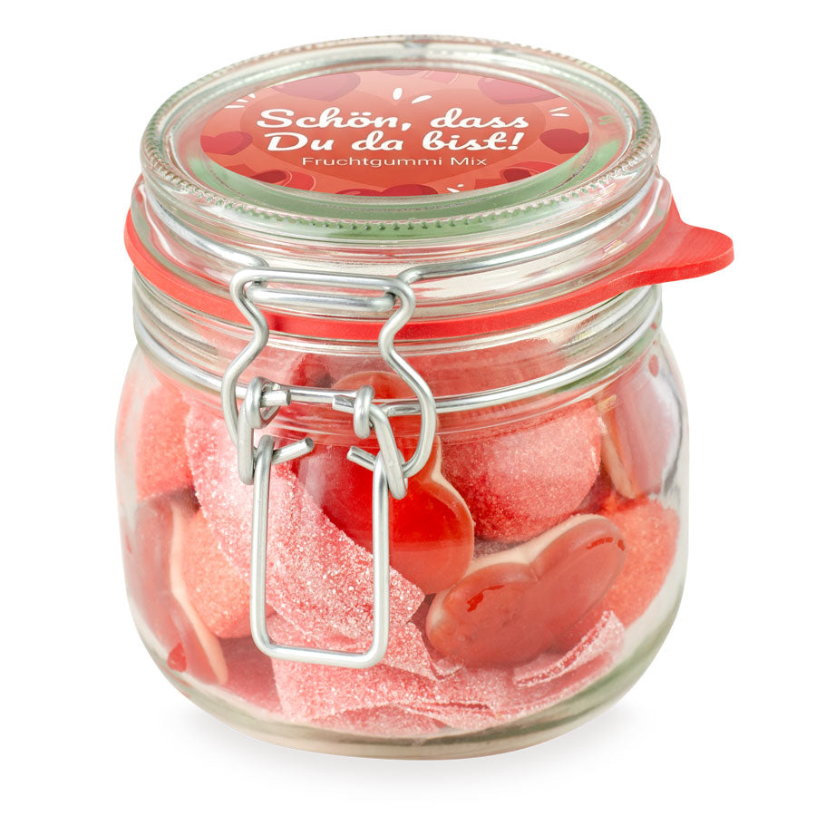 Bügelglas M Roter Mix