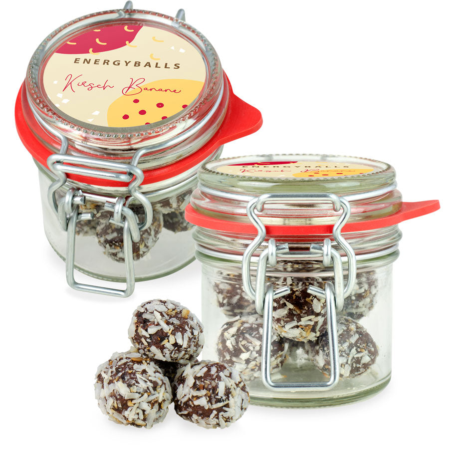 Bügelglas XS Energyballs Kirsch Banane