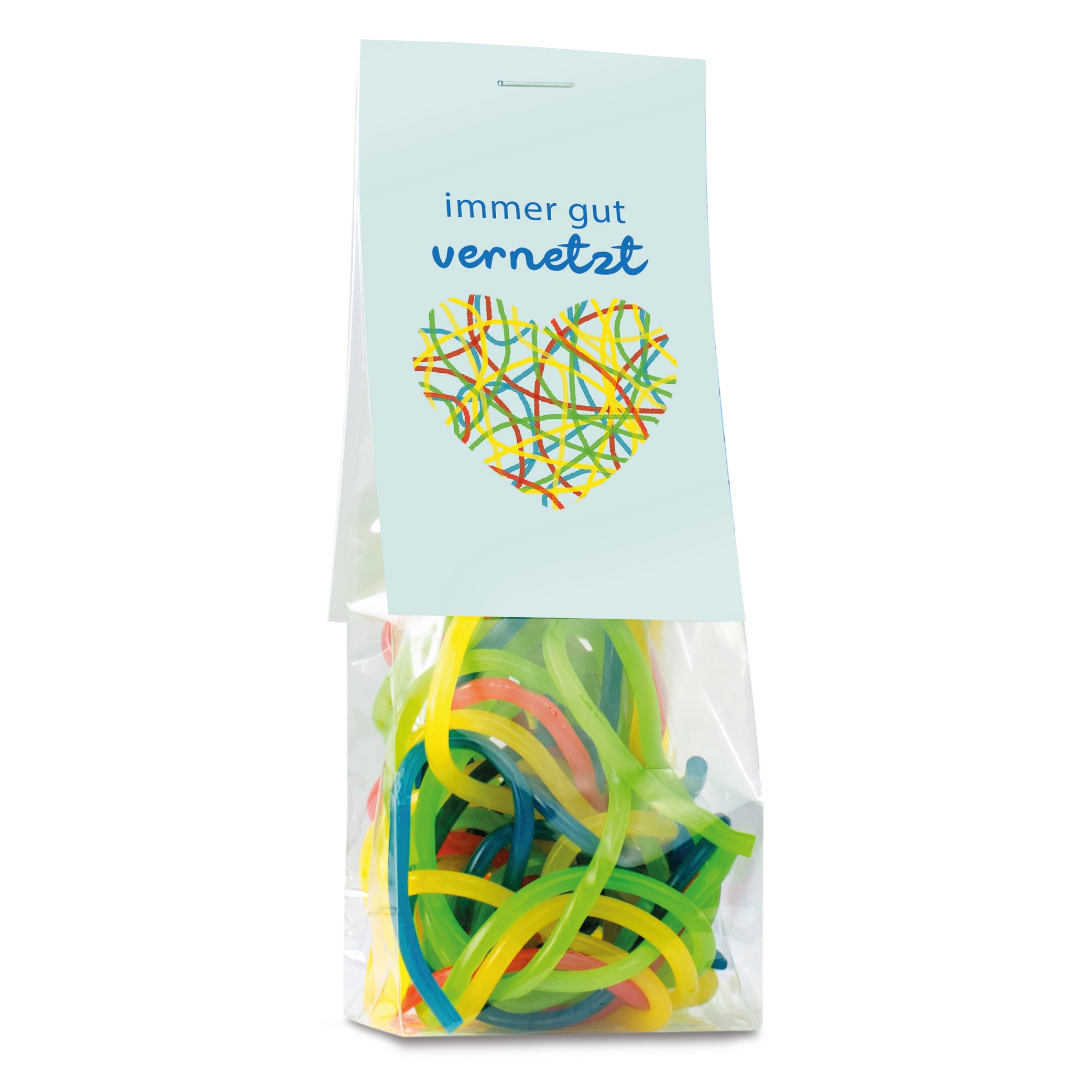 Naschbeutel Bunte Schnüre mit Logo – Das „Kabel-Giveaway“