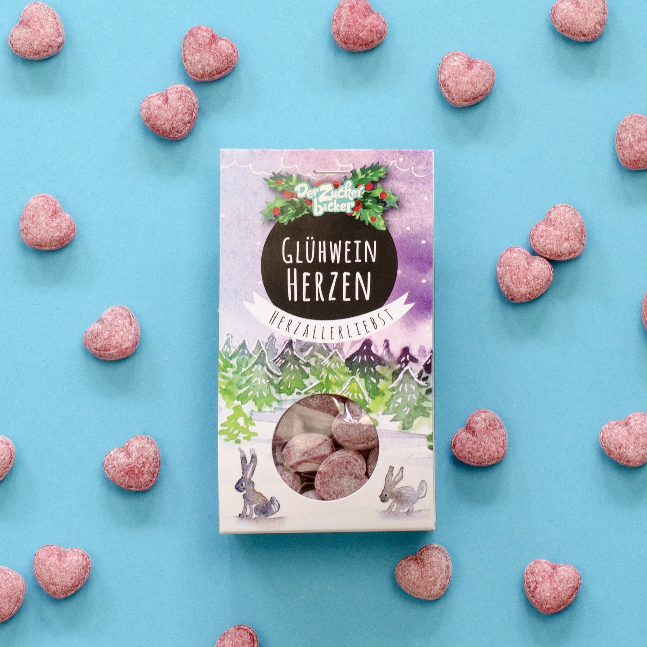 Naschportion Glühwein Herzen Bonbons Vegan Weihnachten