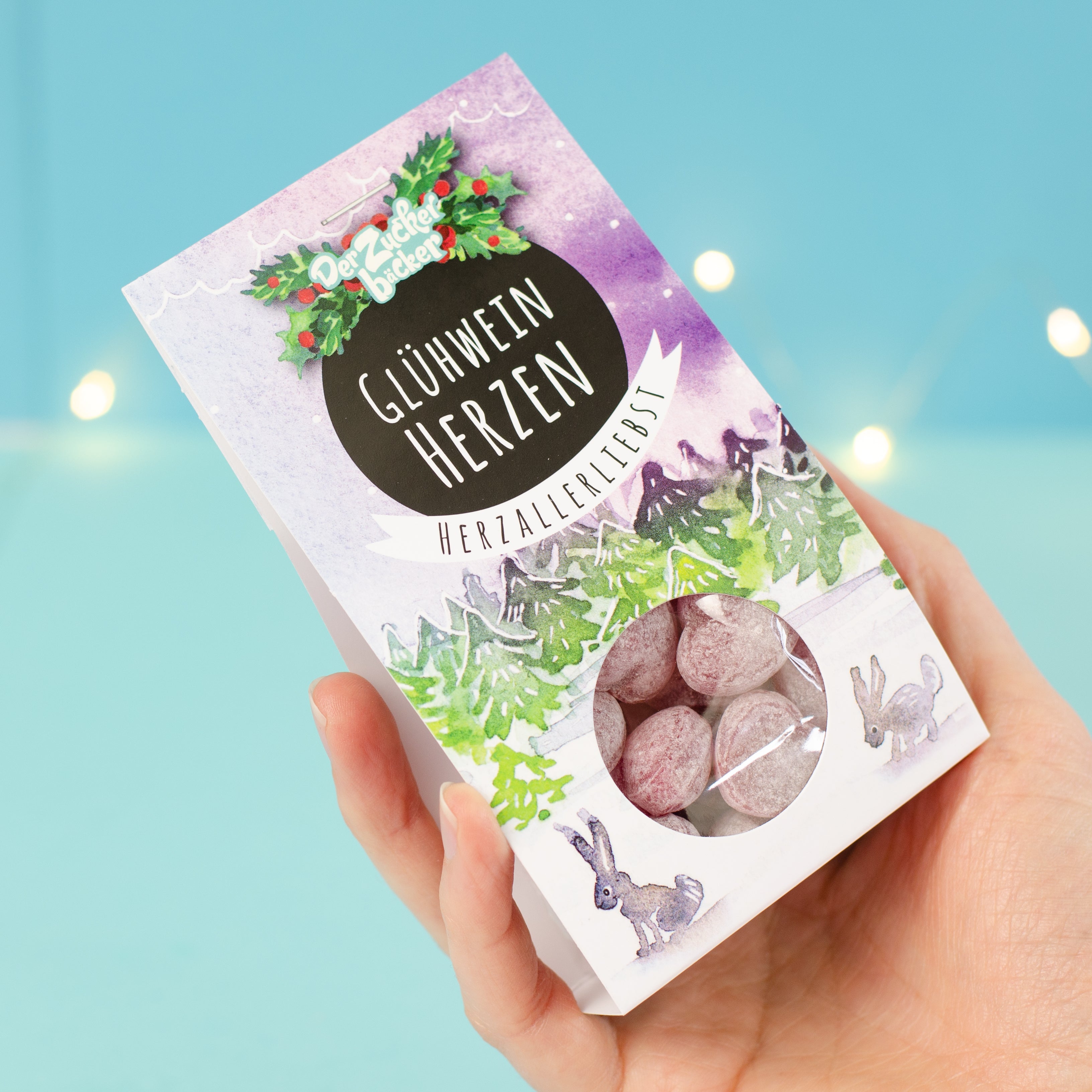Naschportion Glühwein Herzen Bonbons Vegan Weihnachten