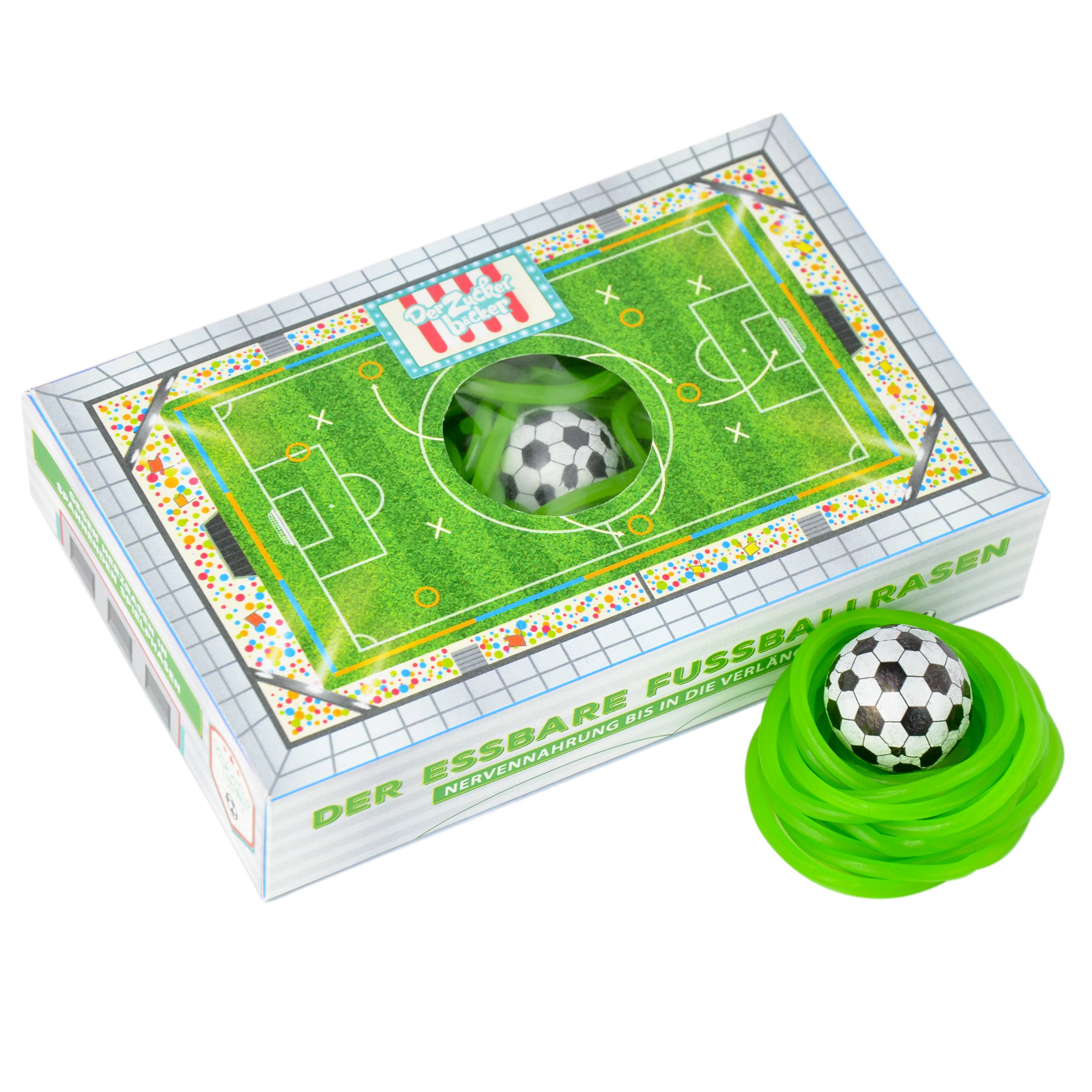 Essbarer Fussballrasen Geschenkbox Sport Fruchtgummi