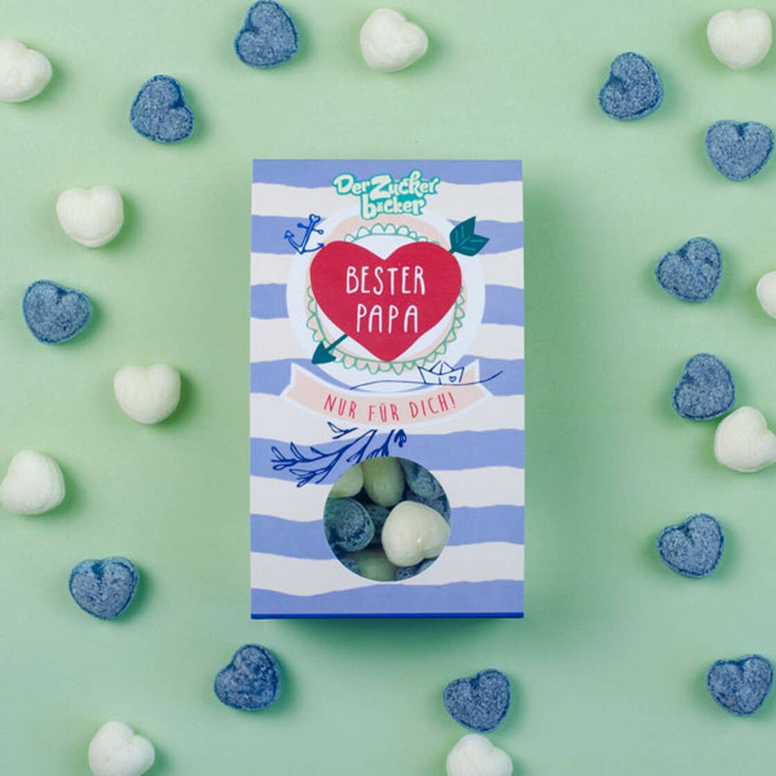 Naschportion Bester Papa Bonbon Herzen Heidelbeer Eiszucker - Bild 4