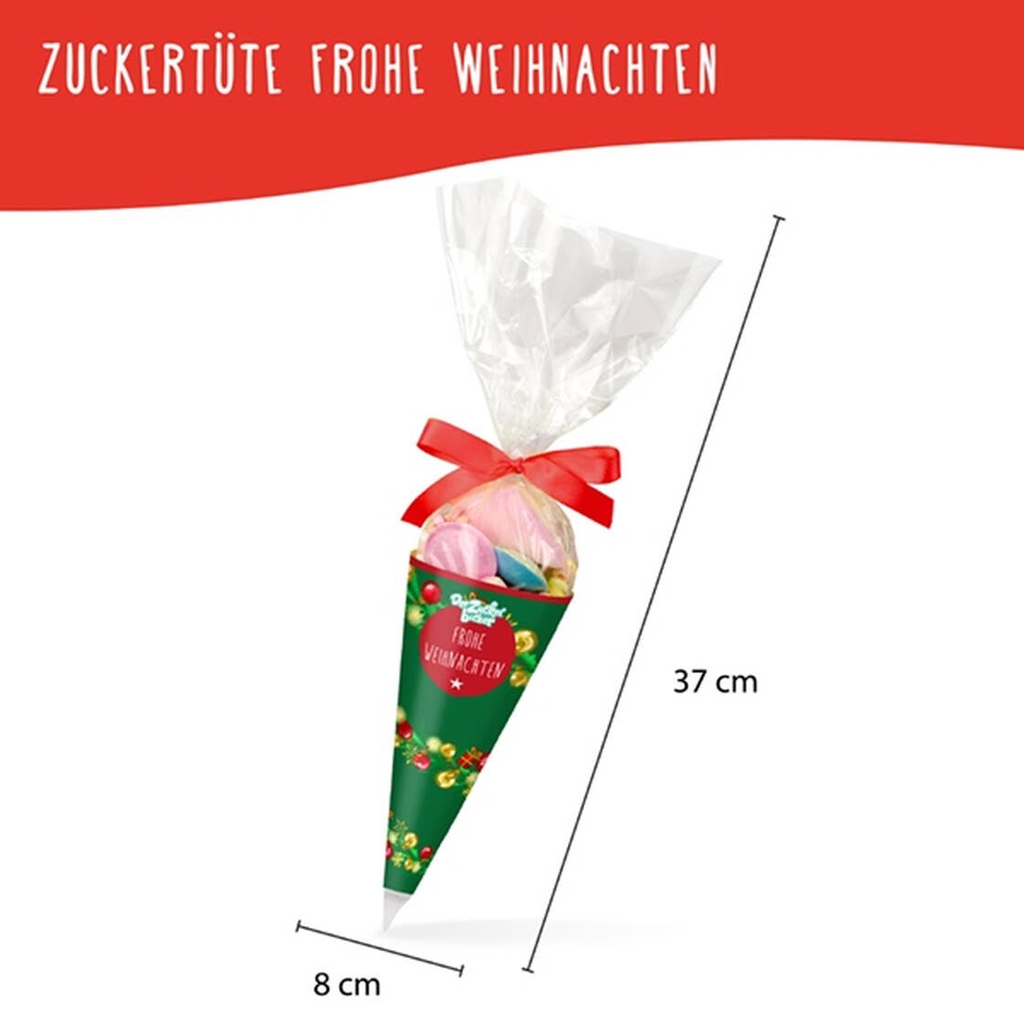 Zuckertüte Frohe Weihnachten Bunte Süßigkeiten Mischung - Bild 3