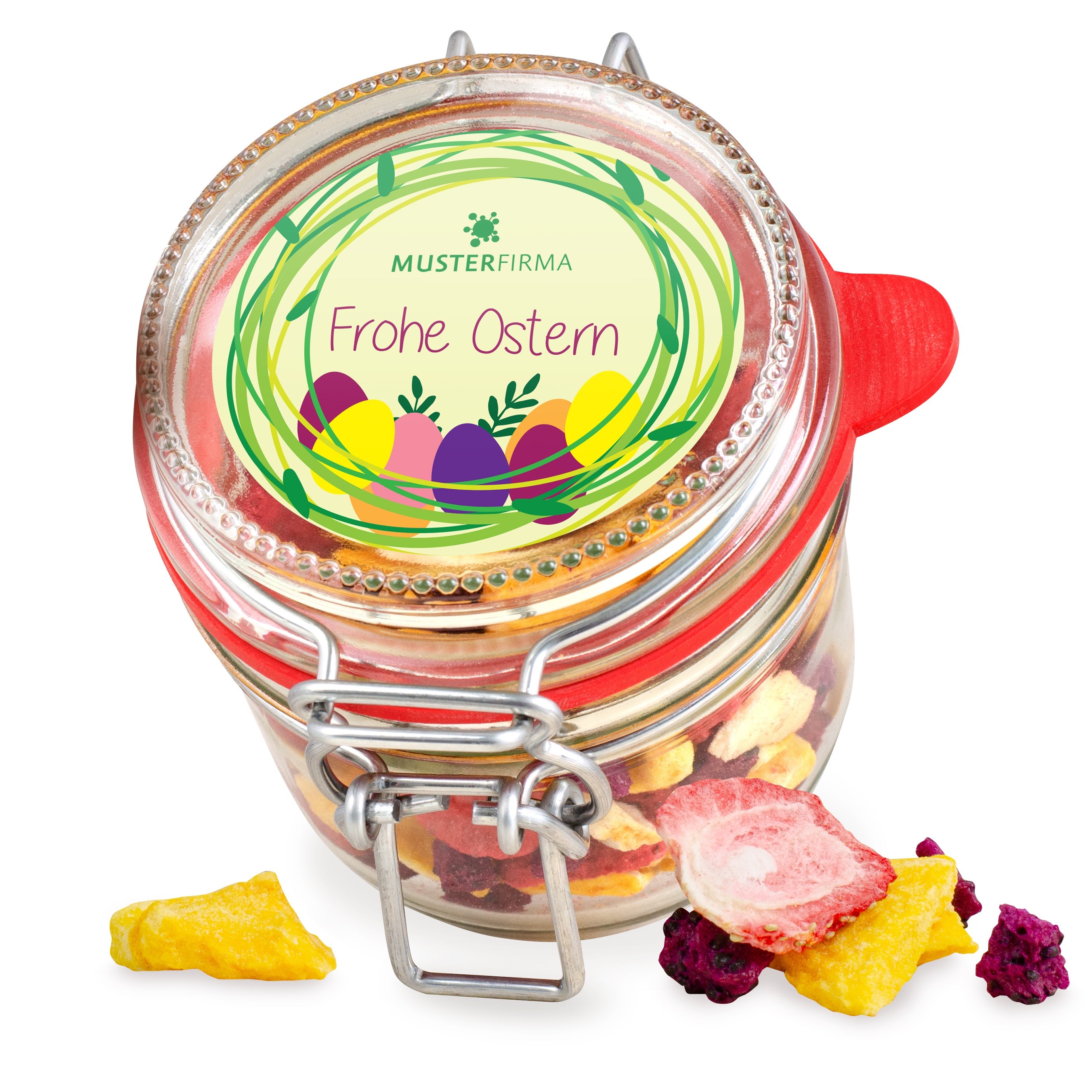 Muster - Bügelglas Oster-Früchte-Mix