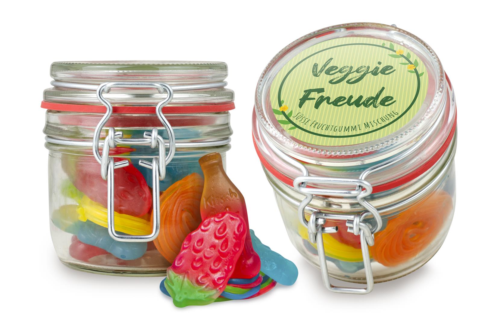 Muster - Bügelglas S Veggie Freude