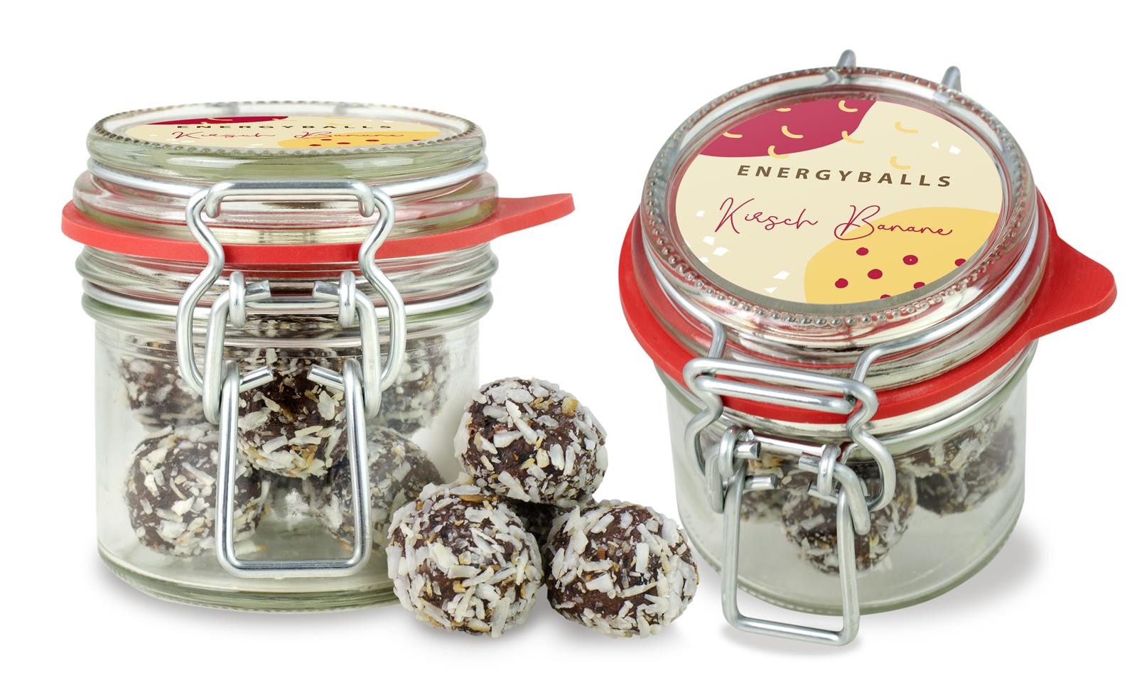 Muster - Bügelglas XS Energyballs Kirsch Banane