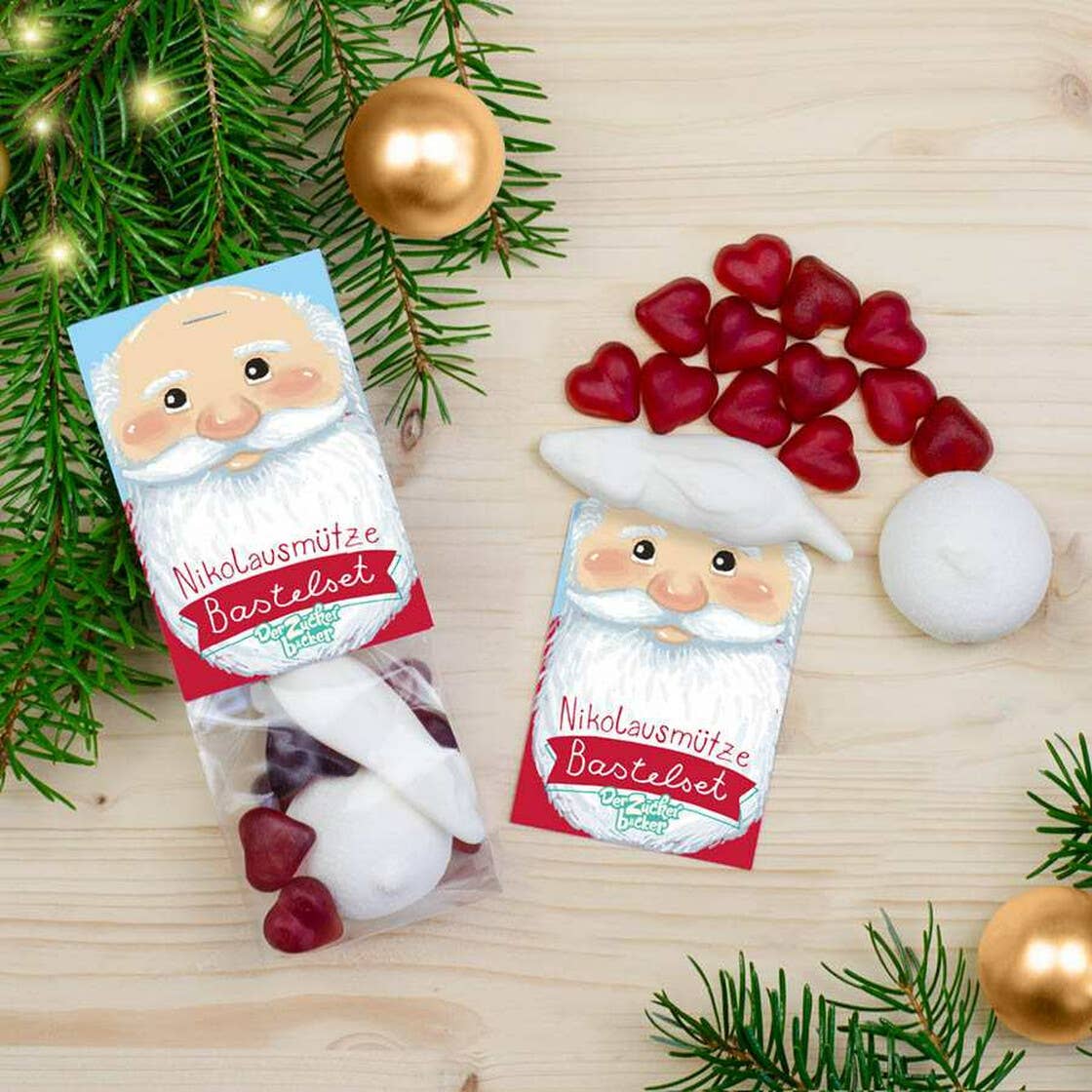 Naschbeutel Nikolausmütze Bastelset Süßigkeiten Mischung - Bild 2