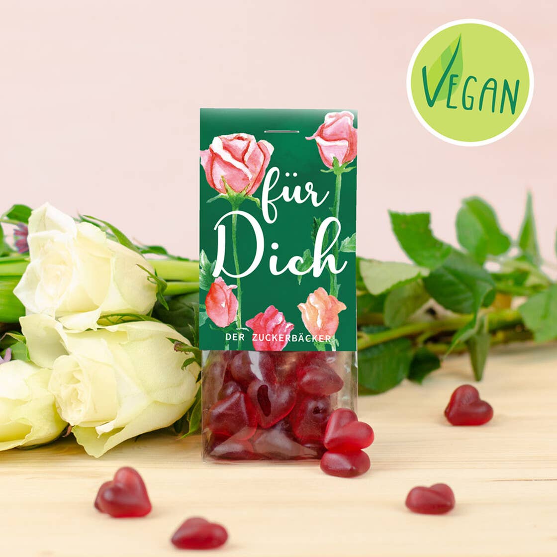 Naschbeutel Für Dich Fruchtgummi Herzen Vegan Geschenk - Bild 2