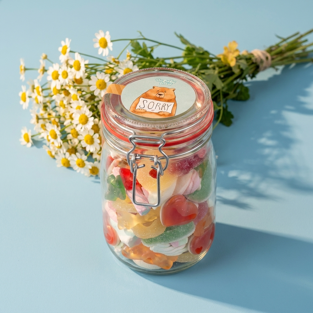 Midi Glas Sorry Bunte Süßigkeiten Entschuldigung