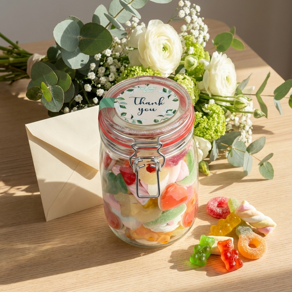 Midi Glas Thank You Bunte Süßigkeiten Mischung Dankeschön