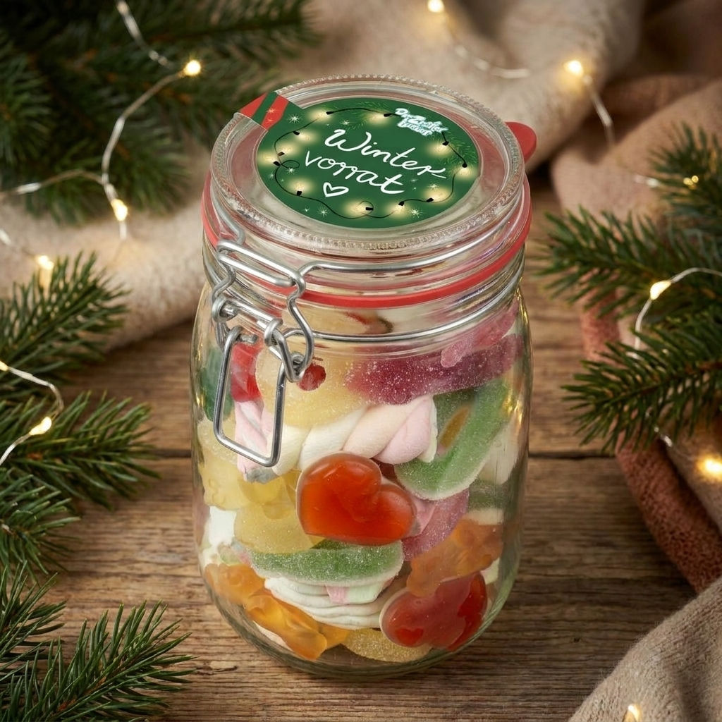 Midi Glas Wintervorrat Süßigkeiten Mischung Weihnachten