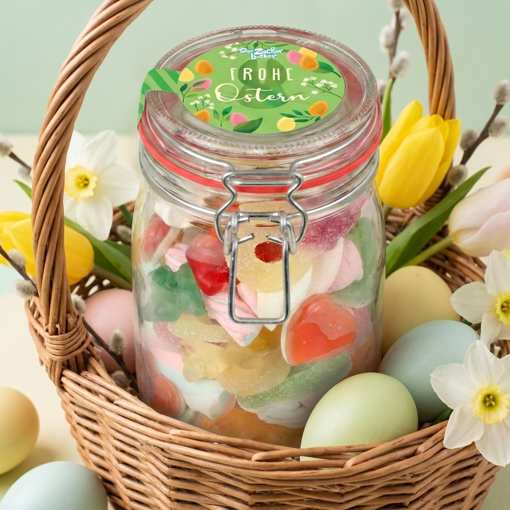 Midi Glas Frohe Ostern Süßigkeiten Mischung Ostergeschenk