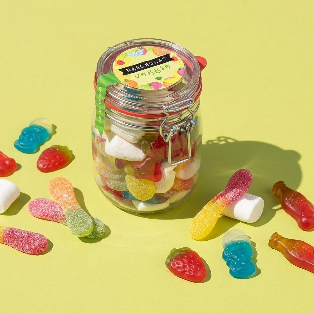 Midi Glas Veggie Bunte Süßigkeiten Mischung Vegetarisch