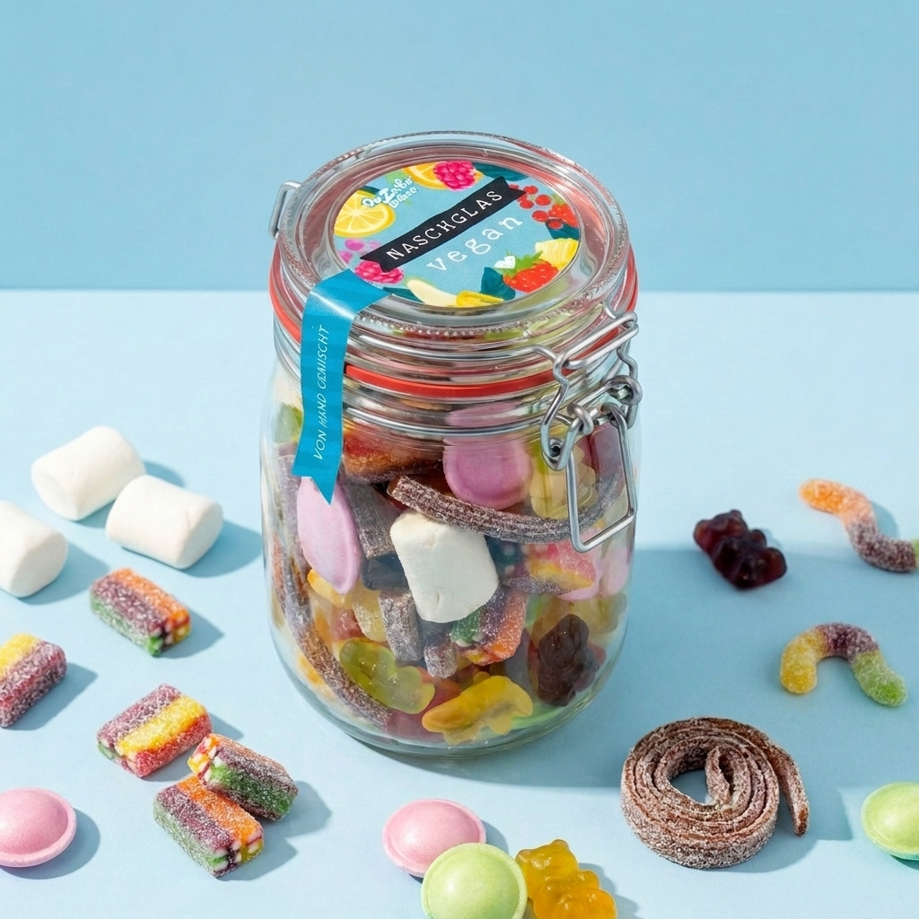 Midi Glas Vegan Bunte Süßigkeiten Mischung Vegan